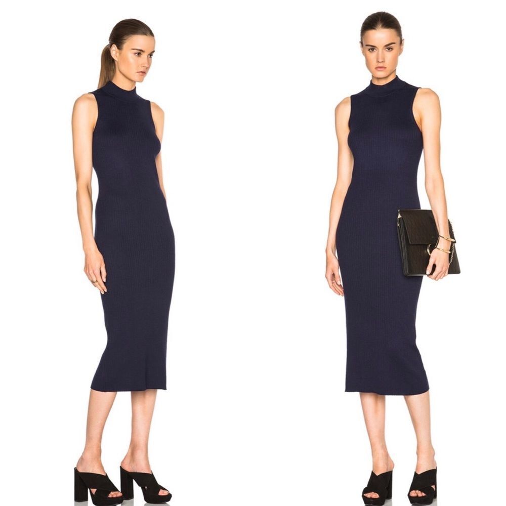 ATM Anthony Thomas Melillo Midi Rib Sweater Dress in Navy blue size M